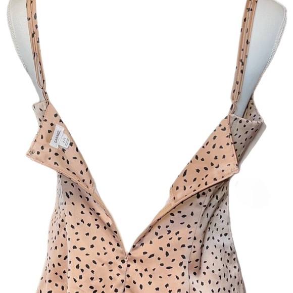 Garage Beige Leopard Cheetah Print Satin Mini Slip Dress Bodycon Size P/S - Picture 5 of 7